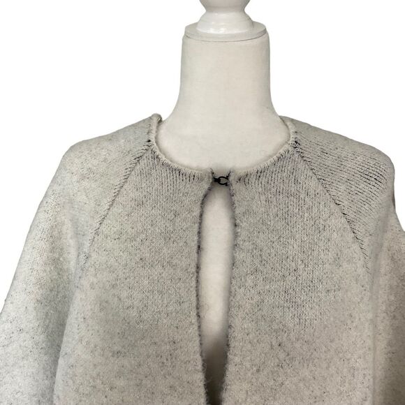 Zara Knit Black and White Wool Blend Greek Key Jacquard Open Front Size S - Picture 3 of 14